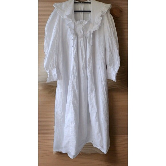 Rare Hopeless Romantic Cotton Gown Victorian Ruffles Nursing Nightgown L - Picture 1 of 16